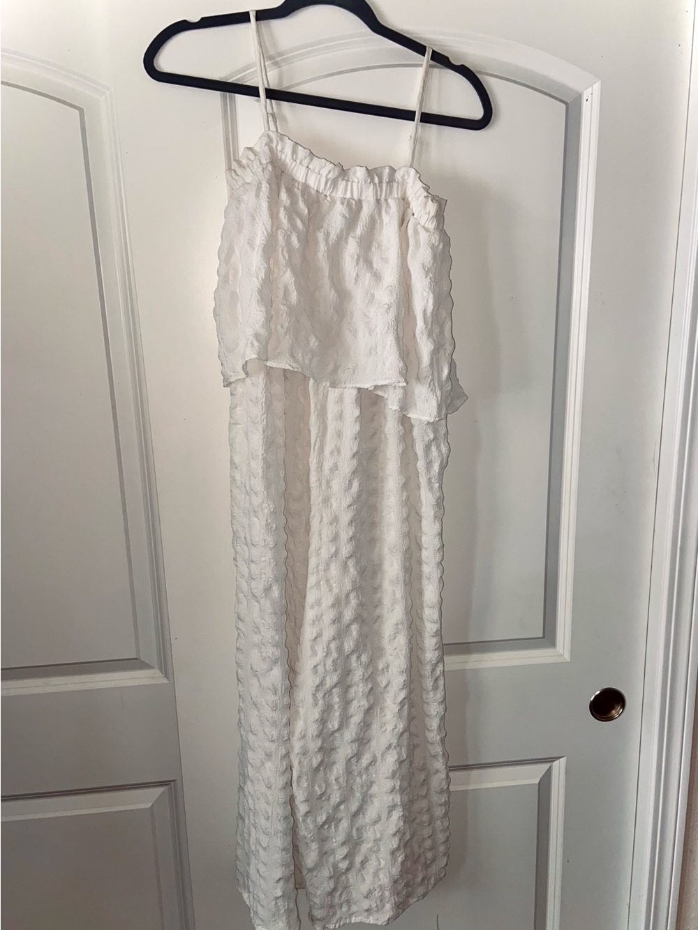 ASOS White Textured Strapless Jumpsuit